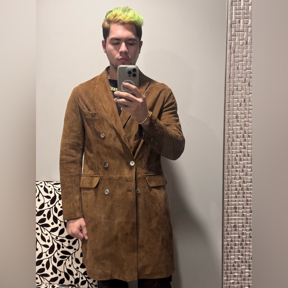 Suade leather trench coat